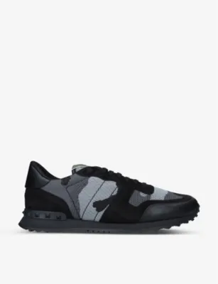 VALENTINO GARAVANI Rockrunner camouflage-print leather trainers - EUR 42.5 / 8.5 UK MEN in BLK/GREY – Mens | Trainers | Lace up trainers