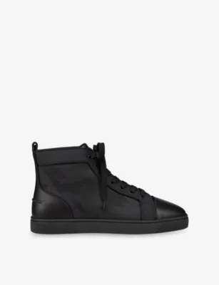 CHRISTIAN LOUBOUTIN Louis Leather Sneakers - EUR 41 / 7 UK MEN in BLACK – Mens | Trainers | High tops