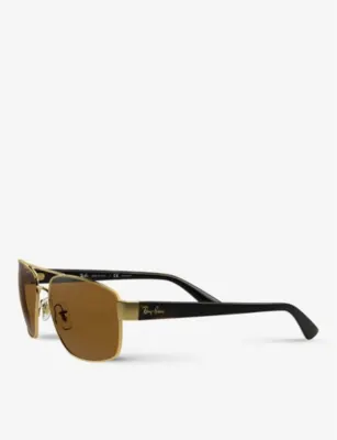RAY-BAN RB3663 rectangle-framed sunglasses in GOLD, additional product view 2
