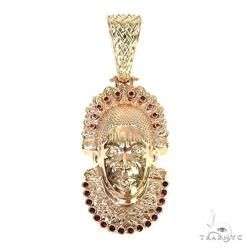 RINA - For Him CUSTOM Custom 14K Gold Ruby African Mask Pendant 57697 in Rose Gold – Pendant