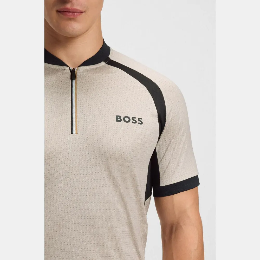 Boss PL_TOC Matchball Zip-Neck Mesh Polo Shirt detail 3