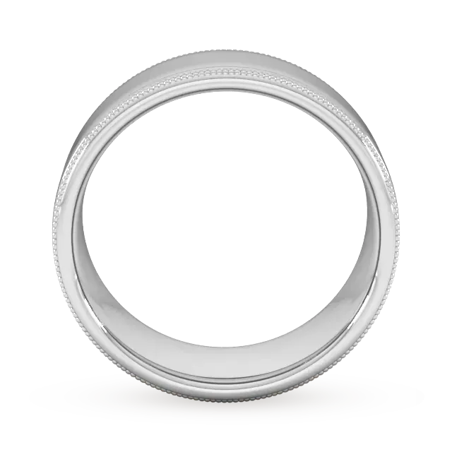For Him 8mm Slight Court Extra Heavy Milgrain Edge Wedding Ring In 18 Carat Yellow Gold detail 3