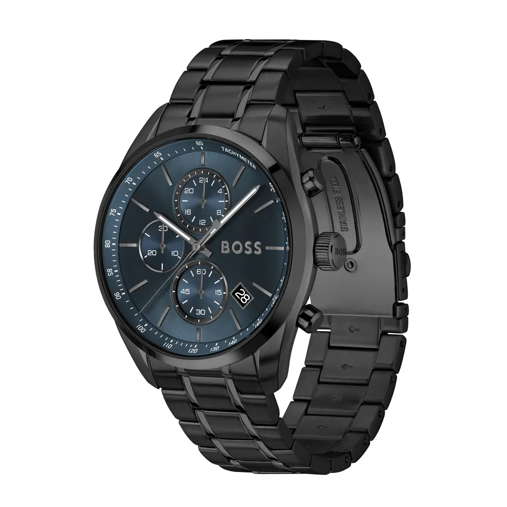 BOSS Grand Prix 44mm Stainless Steel Chronograph Mens Watch in Blue, additional product view 3