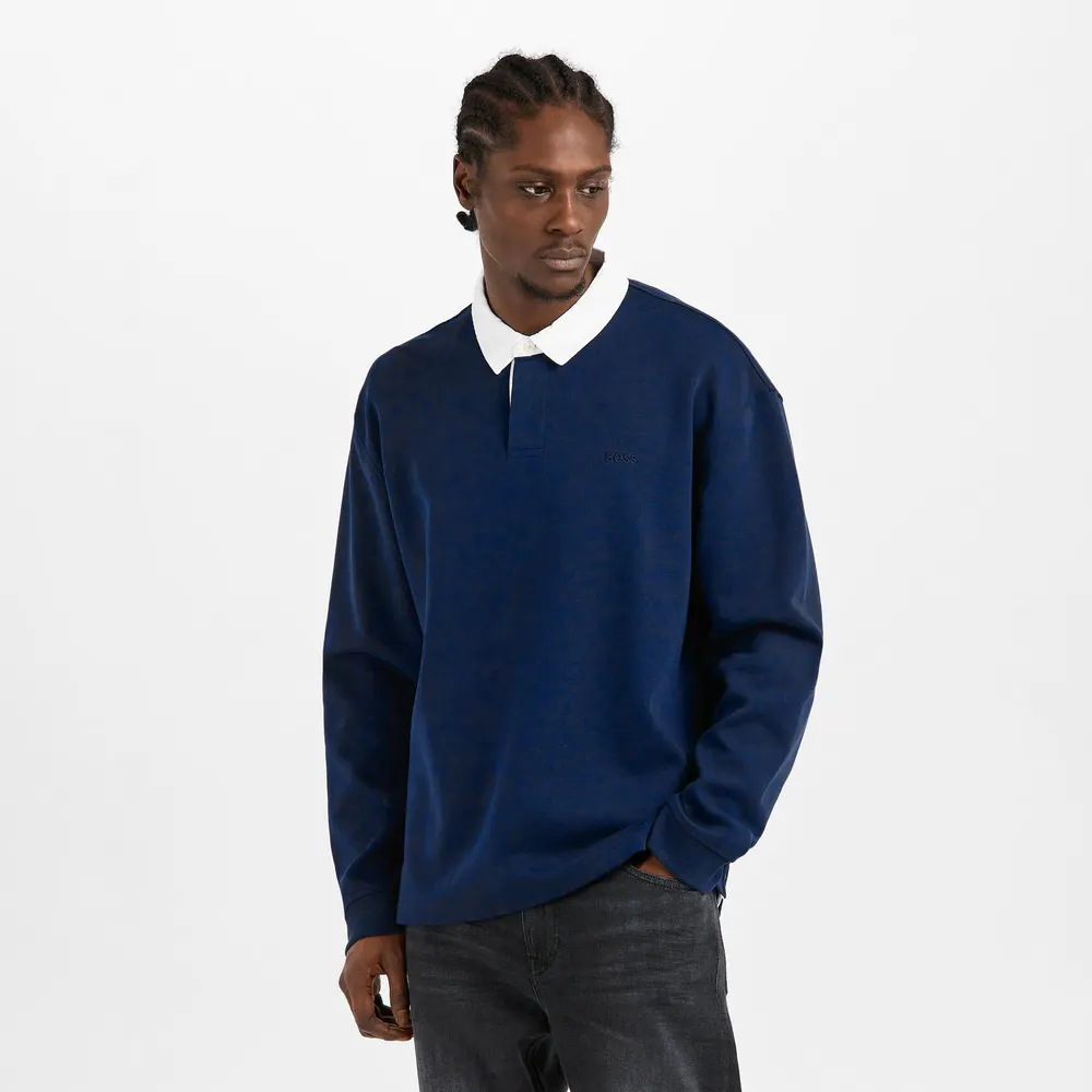 Boss Mens BOSS ORANGE Exis Long Sleeve Rugby Shirt detail 3