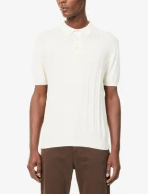 OSCAR JACOBSON Barto Stripe Short-Sleeve Cotton Polo Shirt detail 3