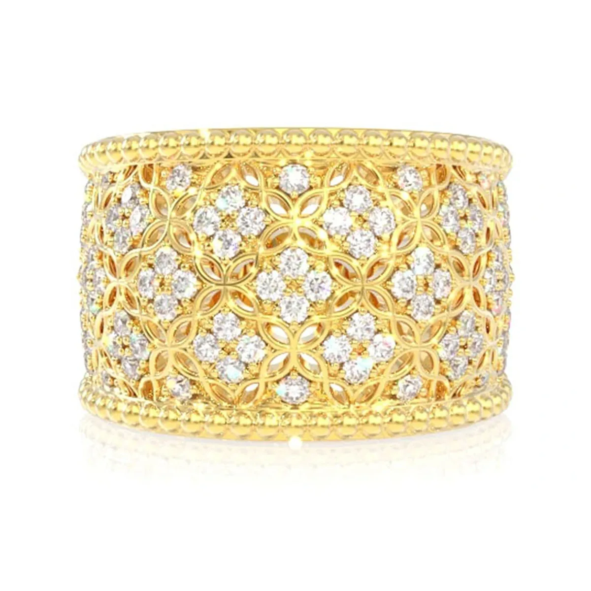 For Him Wide Milgrain Diamond Ring in Yellow Gold / Natural Diamond – Ring