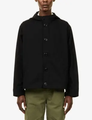 PALMES Hooded Herringbone Cotton Jacket detail 3