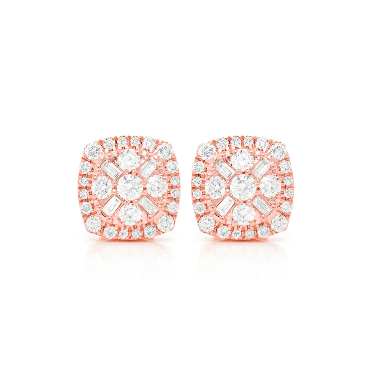 For Him Baguette Flower Diamond Studs in Rose Gold / Natural Diamond – Earring