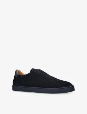 MAGNANNI Cowes Laceless Suede Low-Top Trainers - 5 in Navy, additional product view 3