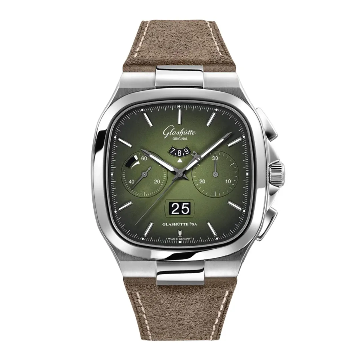 Glashutte Original Vintage Seventies Panorama Date 40mm Mens Watch - Brown Strap