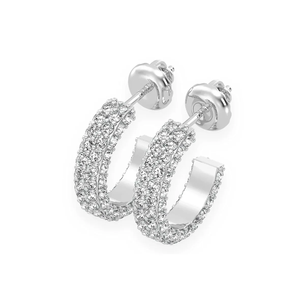 For Him Half Hoop Diamond Earrings in White Gold / Natural Diamond – Earring