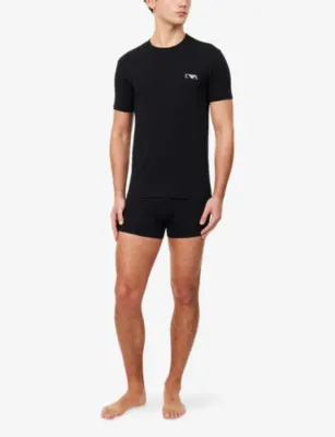 EMPORIO ARMANI Brand Logo-Print Pack Of Two Cotton-Jersey T-Shirts detail 2