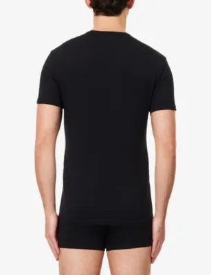 EMPORIO ARMANI Brand Logo-Print Pack Of Two Cotton-Jersey T-Shirts detail 3