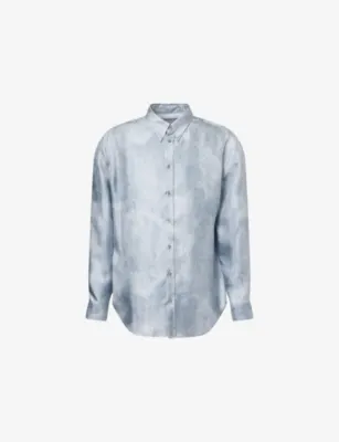 GIORGIO ARMANI Printed Long-Sleeve Silk Shirt in DUSTY BLUE – Mens | Shirts | Casual Shirts | Long-sleeved