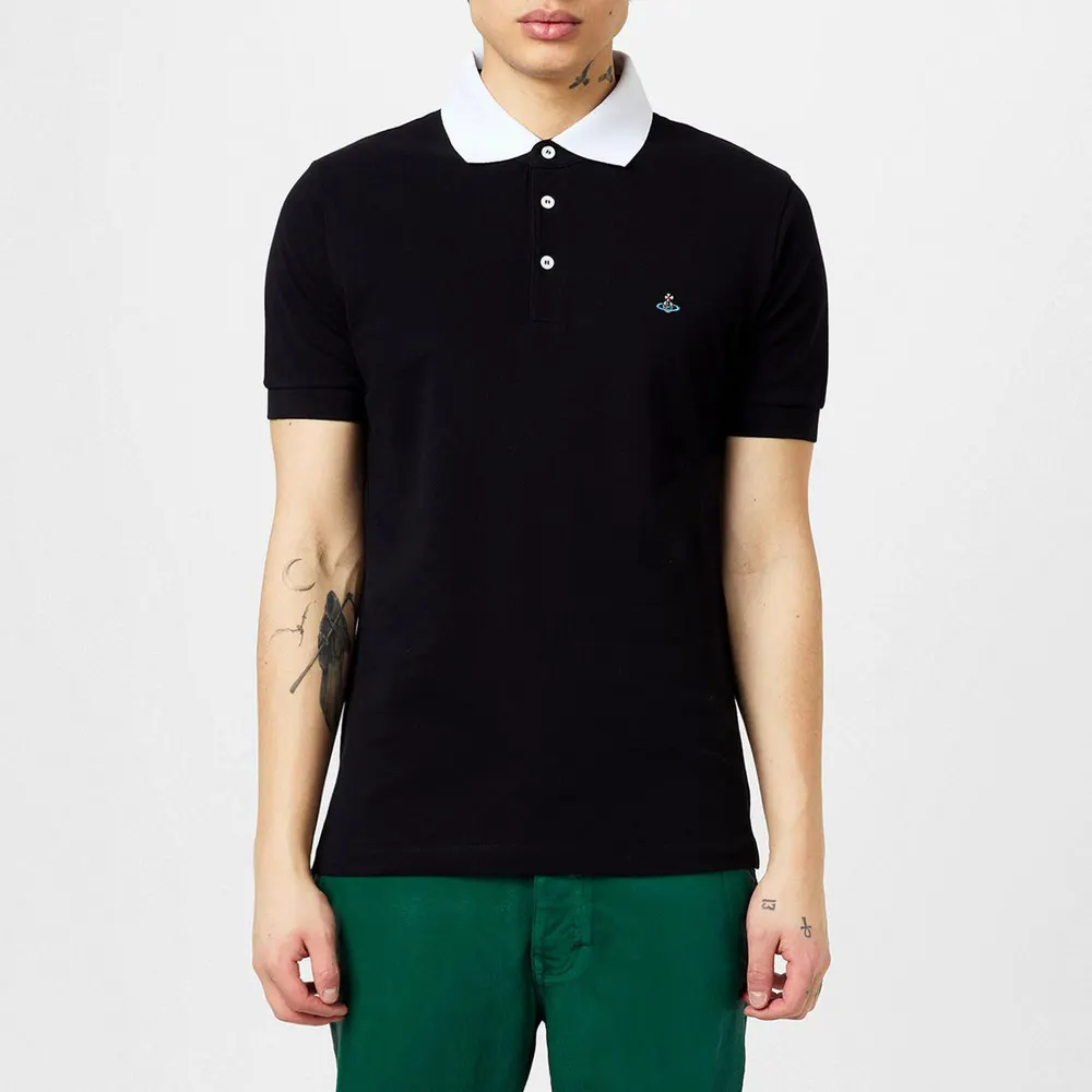 Vivienne Westwood Men's Plain Cotton Contrasting Collar Polo Shirt detail 3