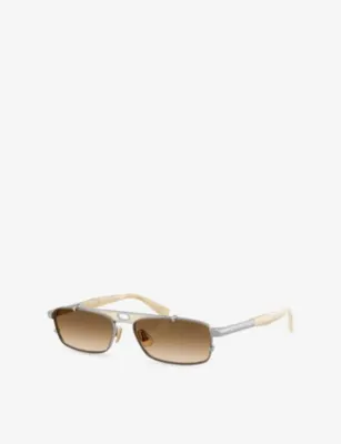 BRUNELLO CUCINELLI BC2010ST Paloma Rectangle-Frame Metal Sunglasses detail 3
