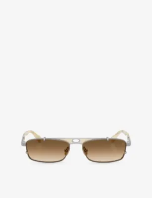 BRUNELLO CUCINELLI BC2010ST Paloma Rectangle-Frame Metal Sunglasses
