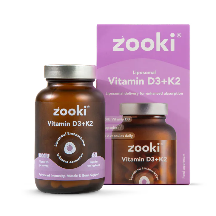 Zooki Liposomal Vitamin D3+K2 3000iu Capsules - 30 Day Supply 75 mcg 60 Capsules