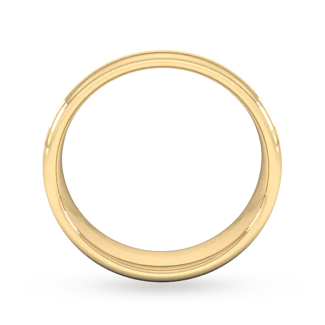 For Him 6mm Slight Court Heavy Matt Centre With Grooves Wedding Ring In 18 Carat Yellow Gold detail 3