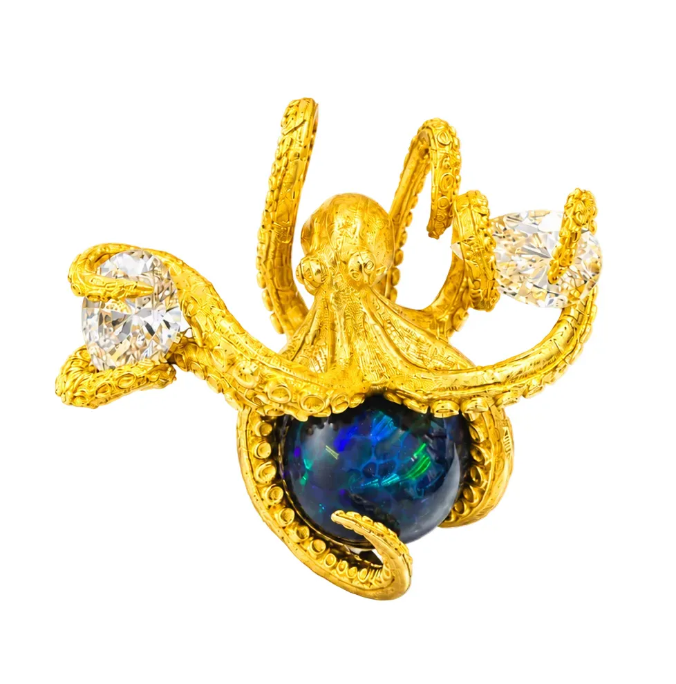 DANNY - For Him CUSTOM 24K Octopus Opal Diamond Pendant 71778 – Pendant