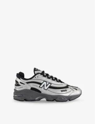NEW BALANCE 1000 Metallic Mixed-Material Trainers - 4 in SILVER METALLIC GREEN – Mens | Trainers | Lace up trainers