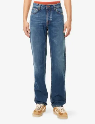 NUDIE JEANS Solid Ollie Straight-Leg Stretch-Denim Jeans - 33/32 detail 3