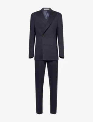 CORNELIANI Academy Double-Breasted Linen-Blend Suit in NAVY BLUE – Mens | Suits & tailoring | Suits