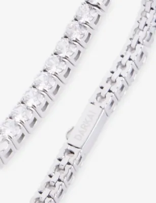DARKAI Tennis 18ct White Gold-Plated Stainless Steel, Brass And Pavé-Stone Bracelet - M detail 3
