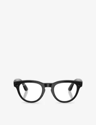 RAY-BAN META RW4013F Low Bridge Fit Headliner Phantos-Frame Injected Meta AI Glasses in BLACK – Mens | Sunglasses | Wayfarer