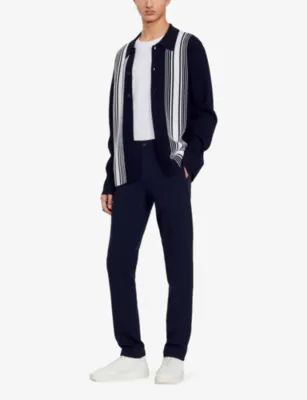SANDRO Tapered-Leg Mid-Rise Jersey Trousers detail 2