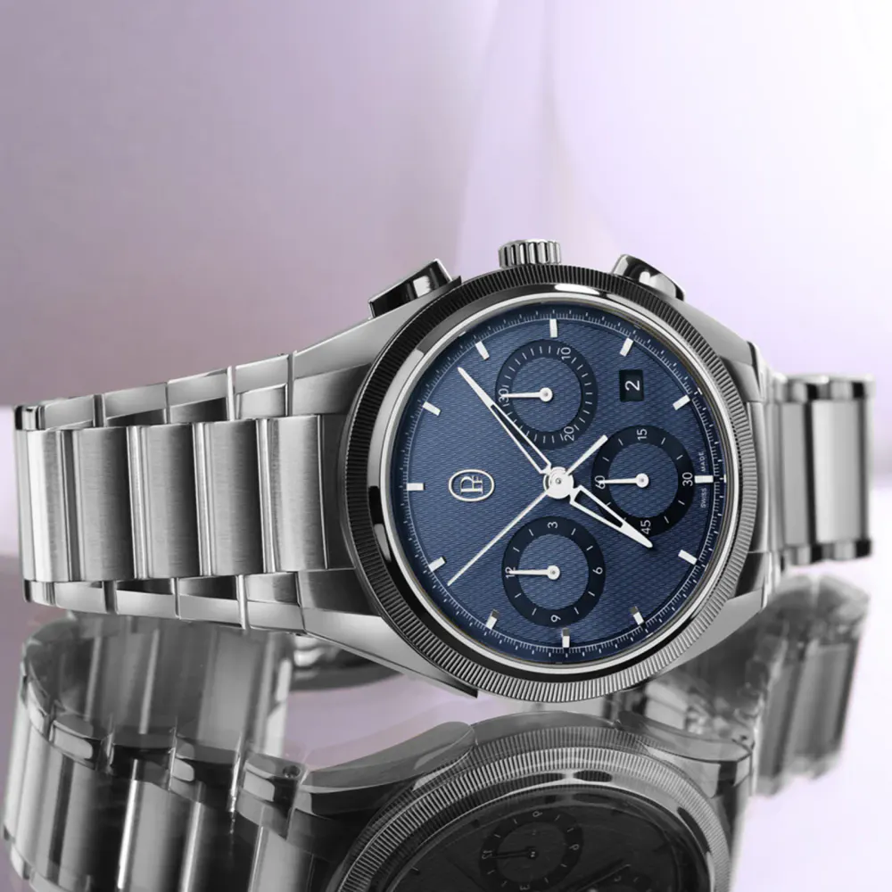 Parmigiani Fleurier TONDA PF Chronograph Steel Platinum Milano Blue 42mm Mens Watch in Blue, additional product view 3
