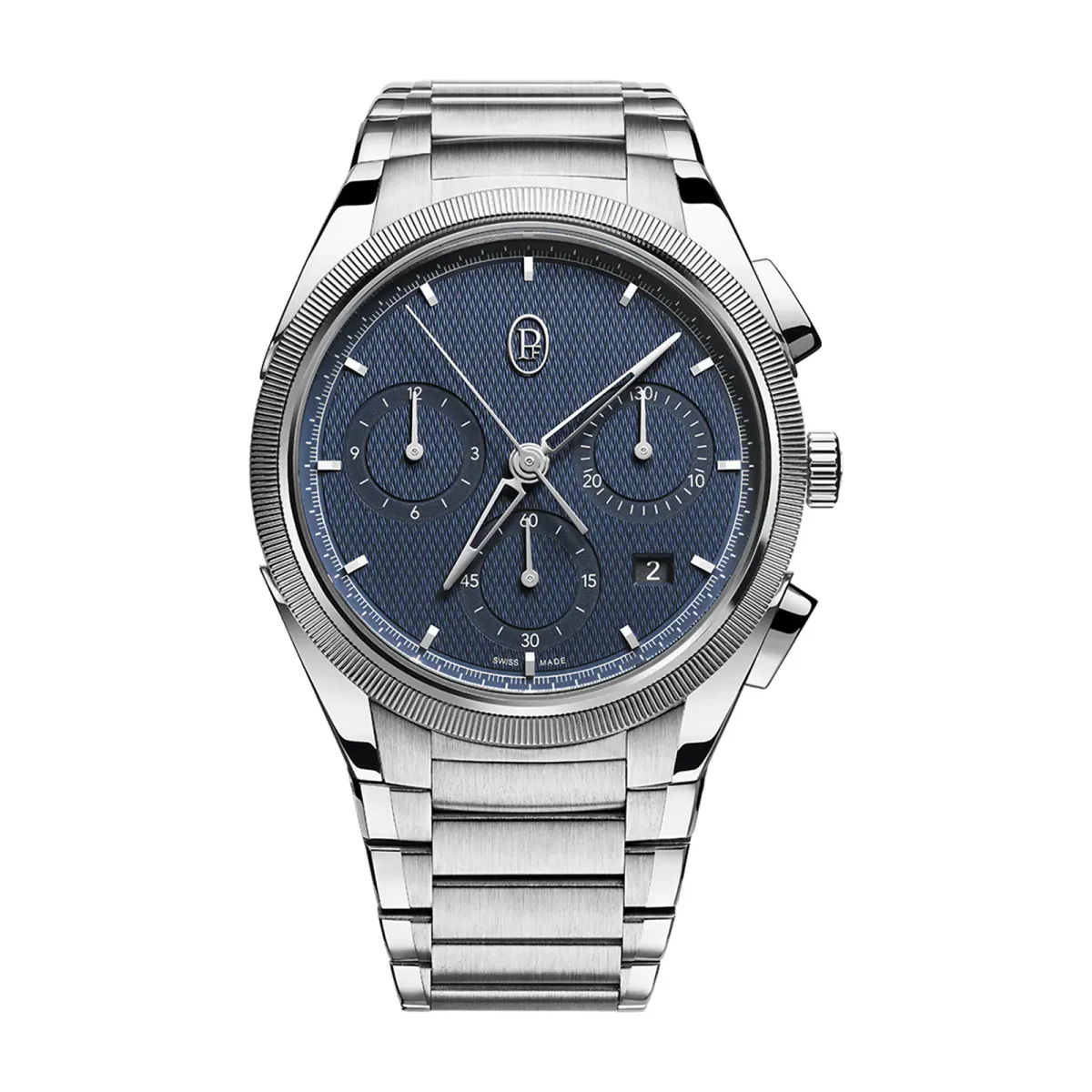 Parmigiani Fleurier TONDA PF Chronograph Steel Platinum Milano Blue 42mm Mens Watch