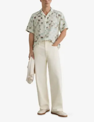 REISS Vespucci Brushstroke-Print Cotton Shirt detail 2