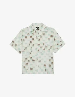 REISS Vespucci Brushstroke-Print Cotton Shirt