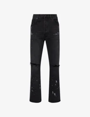PURPLE BRAND Paint Splatter Knee-Slit Denim Jeans