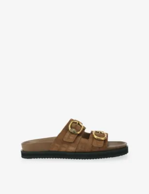 KURT GEIGER LONDON Bancroft Flat Suede Sandals - EUR 43 / 9 UK MEN in TAN – Mens | Sandals | Sliders & flip flops