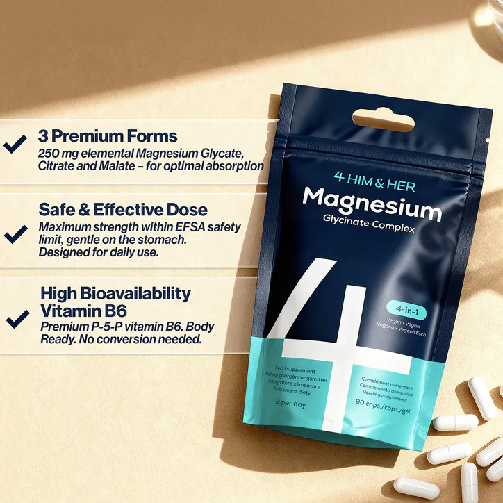 4HIM & HER 4 HIM & HER - Magnesium Glycinate 3-in-1 Complex | Magnesium Citrate & Magnesium Malate | 90 Capsules detail 3