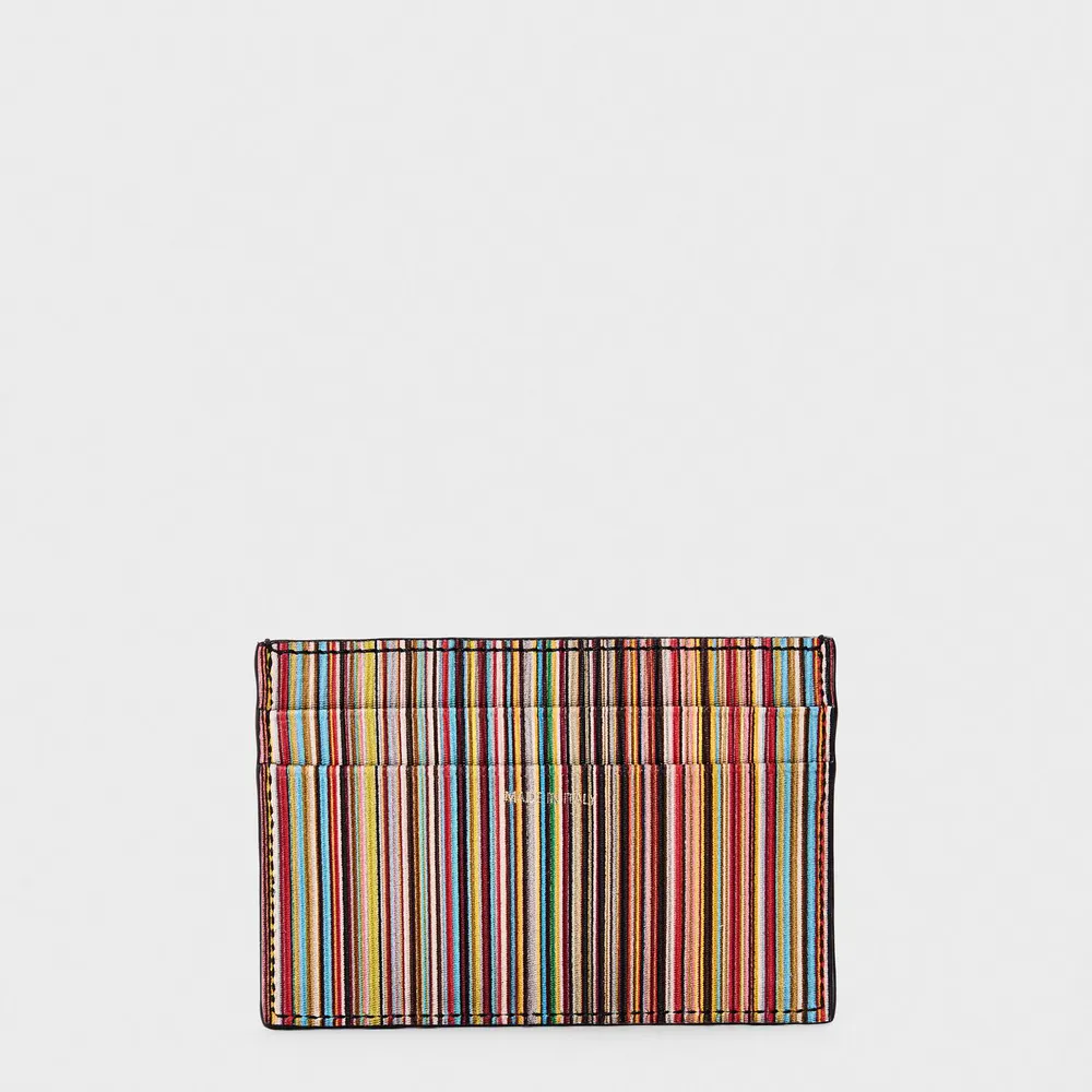 Paul Smith Mens Signature Stripe Leather Card Holder detail 2