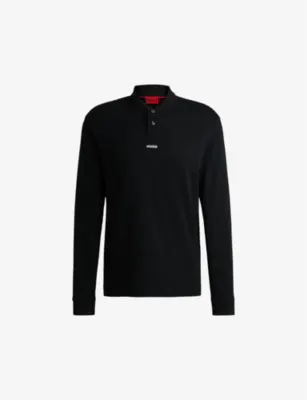 HUGO Logo-print relaxed-fit cotton-piqué polo shirt - DARK PINK