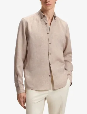 BOSS Regular-Fit Long-Sleeve Linen Shirt detail 3