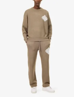 THE COUTURE CLUB Emblem Straight-Leg Knitted Jogging Bottoms detail 2