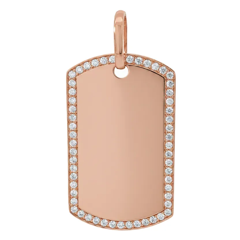 RINA - For Him FACTORY Prong Diamond Dog Tag 42503 in Rose Gold – Pendant