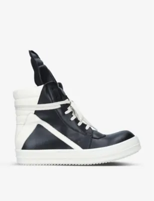 RICK OWENS Geobasket leather high-top trainers - EUR 43 / 9 UK MEN in BLK/WHITE – Mens | Trainers | High tops