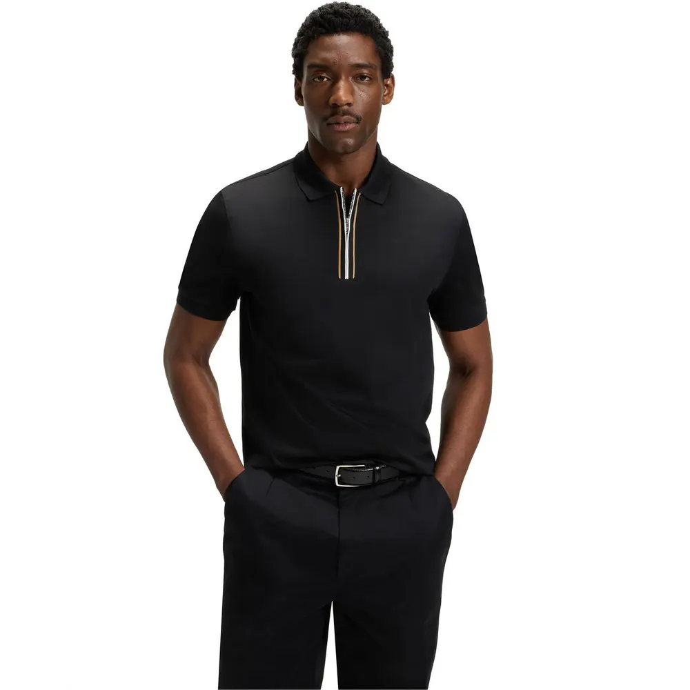Boss Men's HBB Paras Quarter Zip Cotton Short Sleeve Polo Shirt detail 2