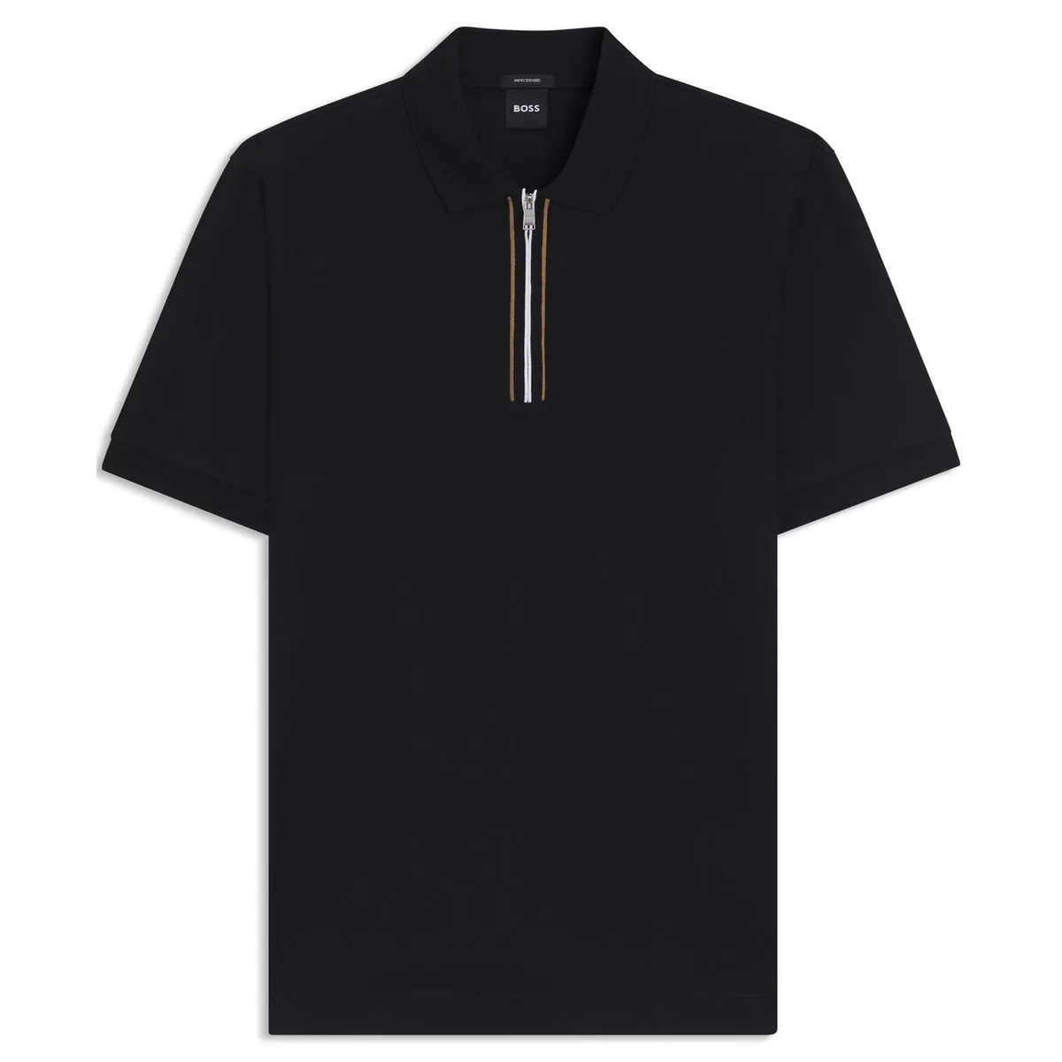 Boss Men's HBB Paras Quarter Zip Cotton Short Sleeve Polo Shirt