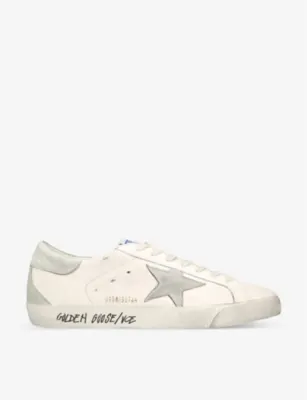 GOLDEN GOOSE Super Star star-embroidered leather low-top trainers - EUR 43 / 9 UK MEN in GREY/LIGHT – Mens | Trainers | Lace up trainers