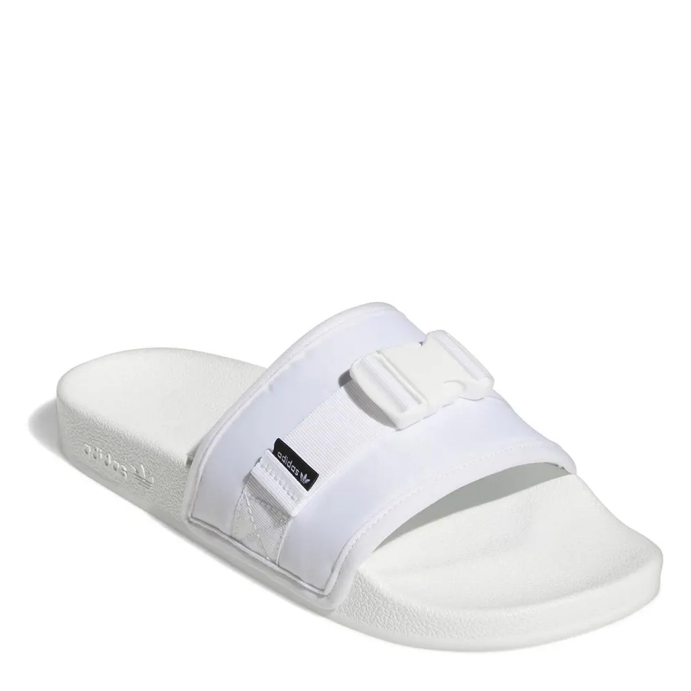 adidas Originals Adilette Pouch Sliders in White, additional product view 3