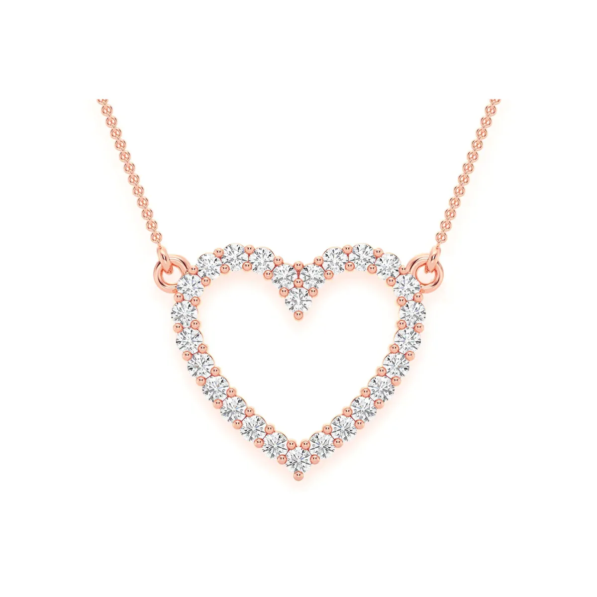 For Him Open Heart Diamond Necklace in Rose Gold / 18" / Natural Diamond – Necklace