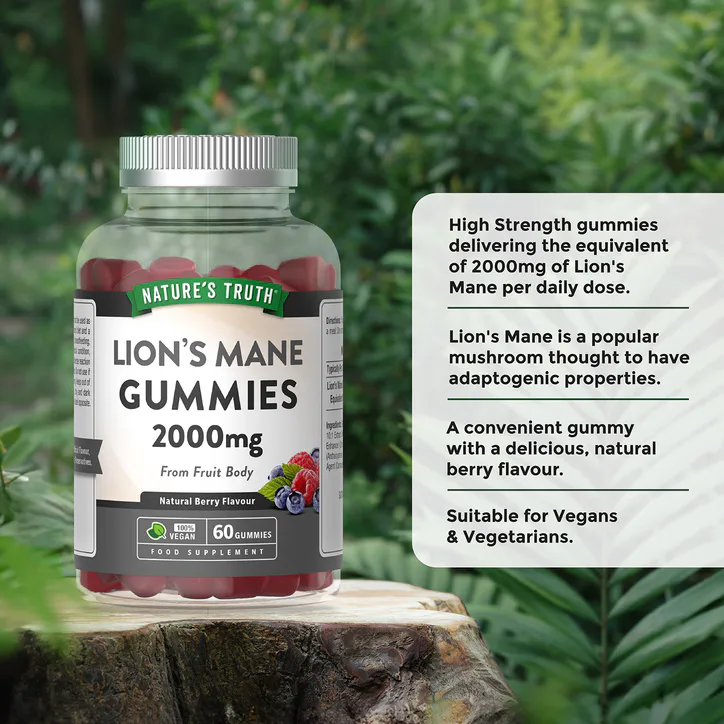 Nature's Truth Lion's Mane 2000mg - 60 Vegan Gummies - Berry Flavour 60Gummy detail 2