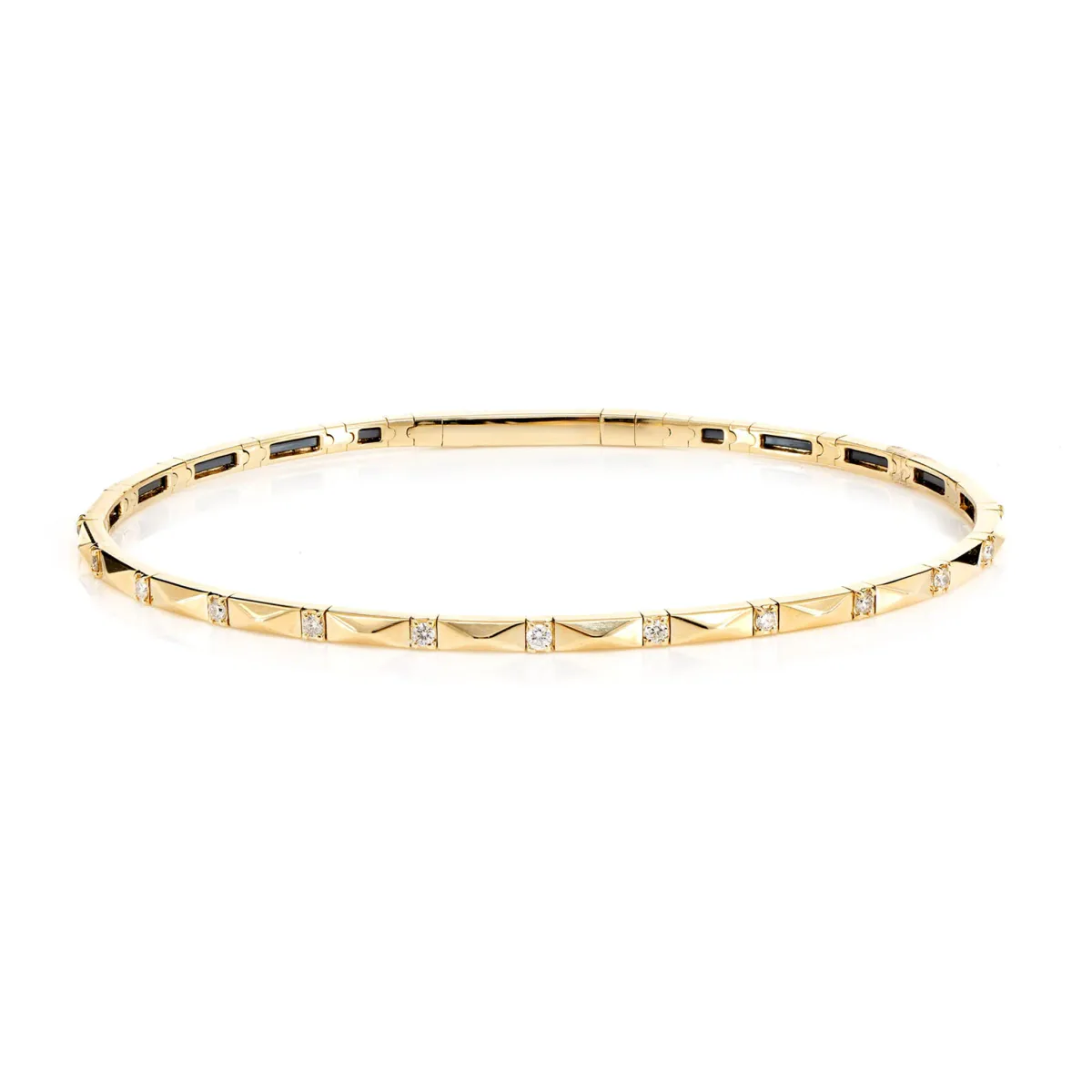 For Him Pointed Rectangle Diamond Flex Bangle Bracelet in Rose Gold / Extra Large / Lab Grown Diamond – Bracelet
